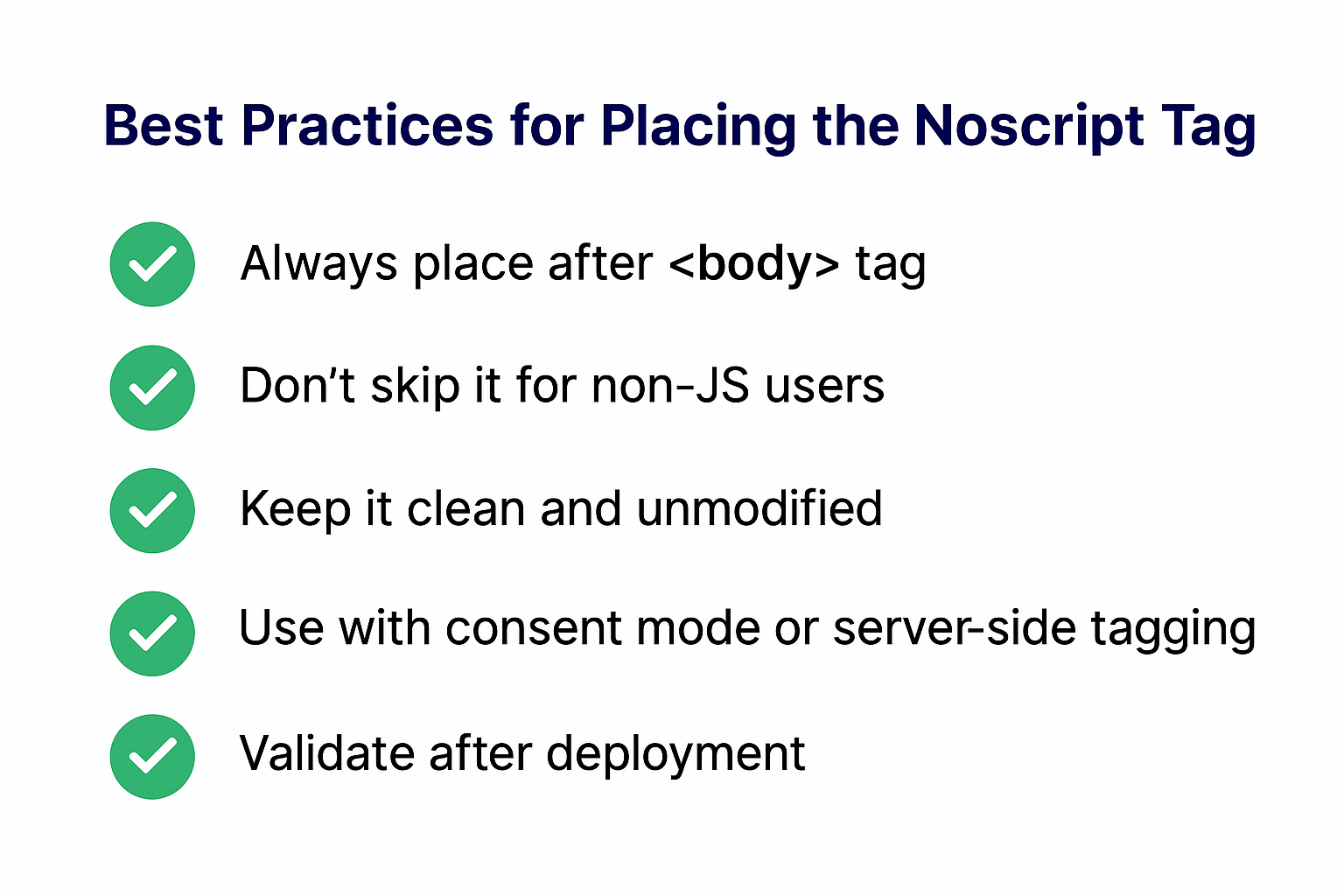 Best practices for using the noscript tag