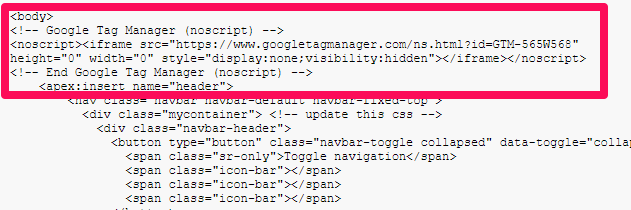 Insert <noscript> immediately after <body>