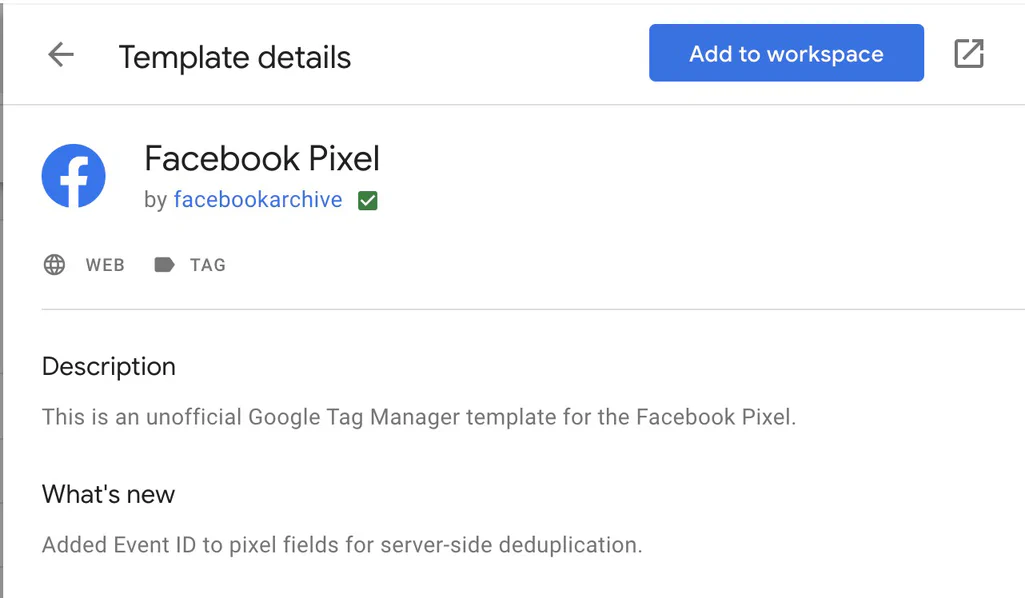 Install the Meta Pixel Template