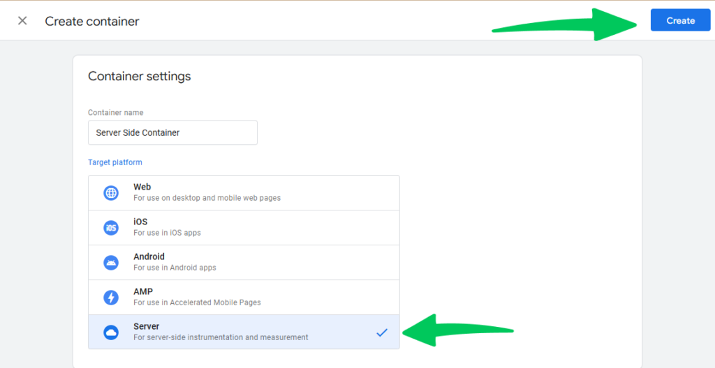 Name your container and click Create
