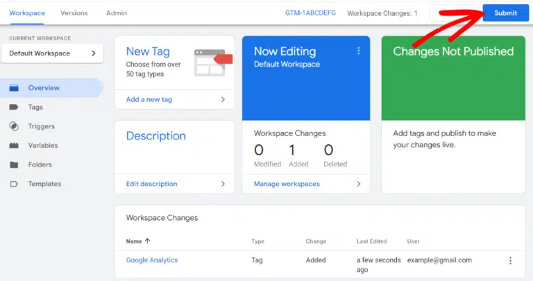 Save & Publish facebook pixel and google tag manager