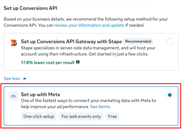 Enable the One-Click CAPI Setup
